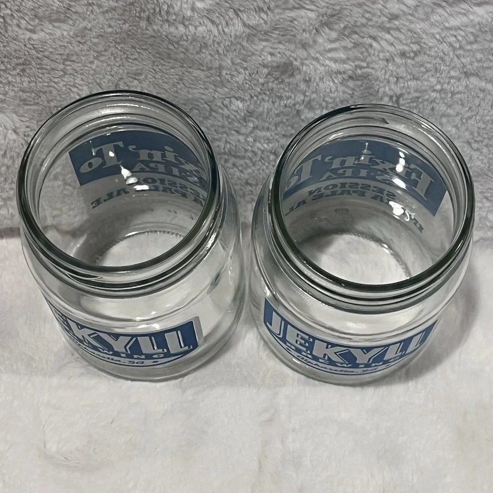 Jekyll Island Brewing Company Mason Jar Pint Beer Glass Alpharetta Georgia SET 2